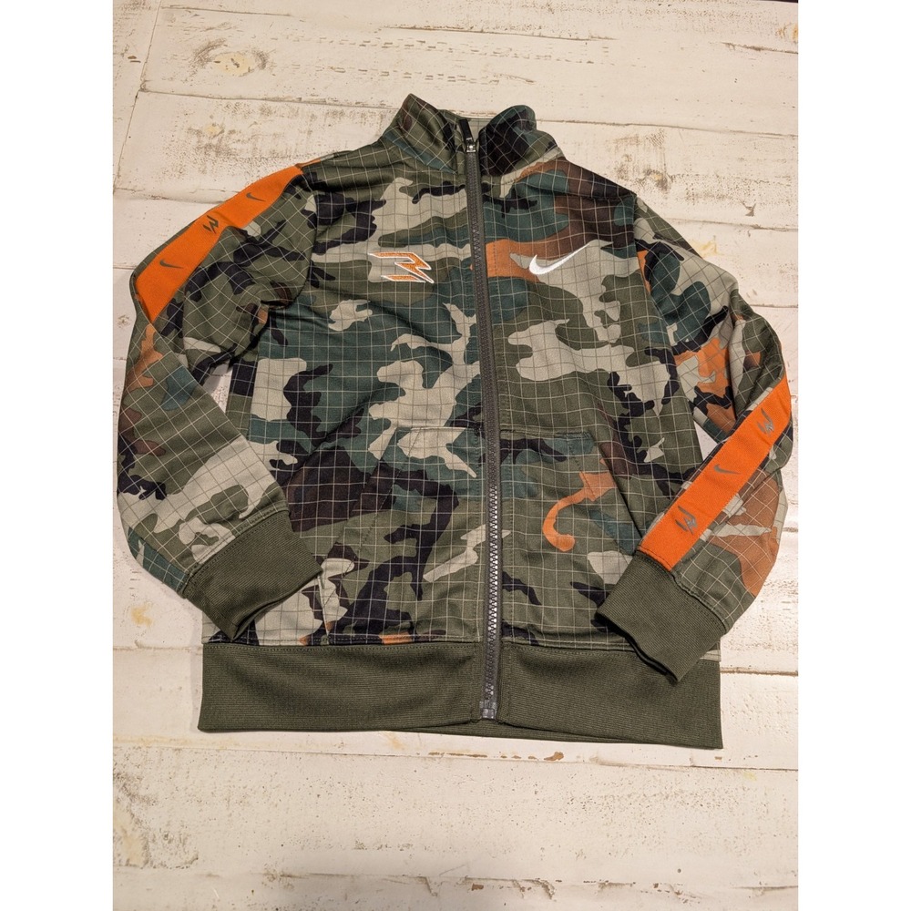 Nike Boys Camouflage Full Zip Jacket Green Orange Size 4/5
